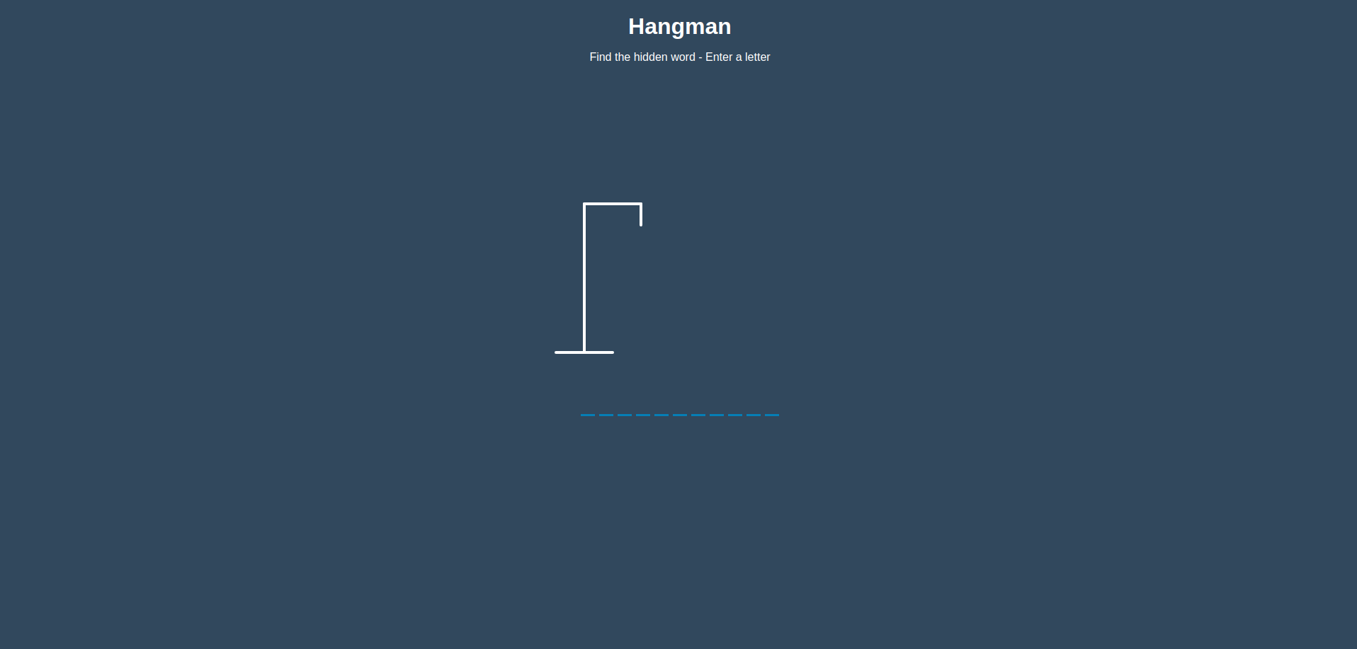 screenshot of hangman website