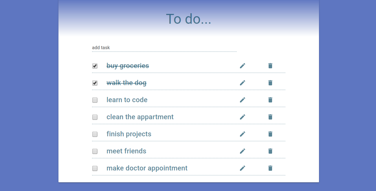 screenshot of to do app